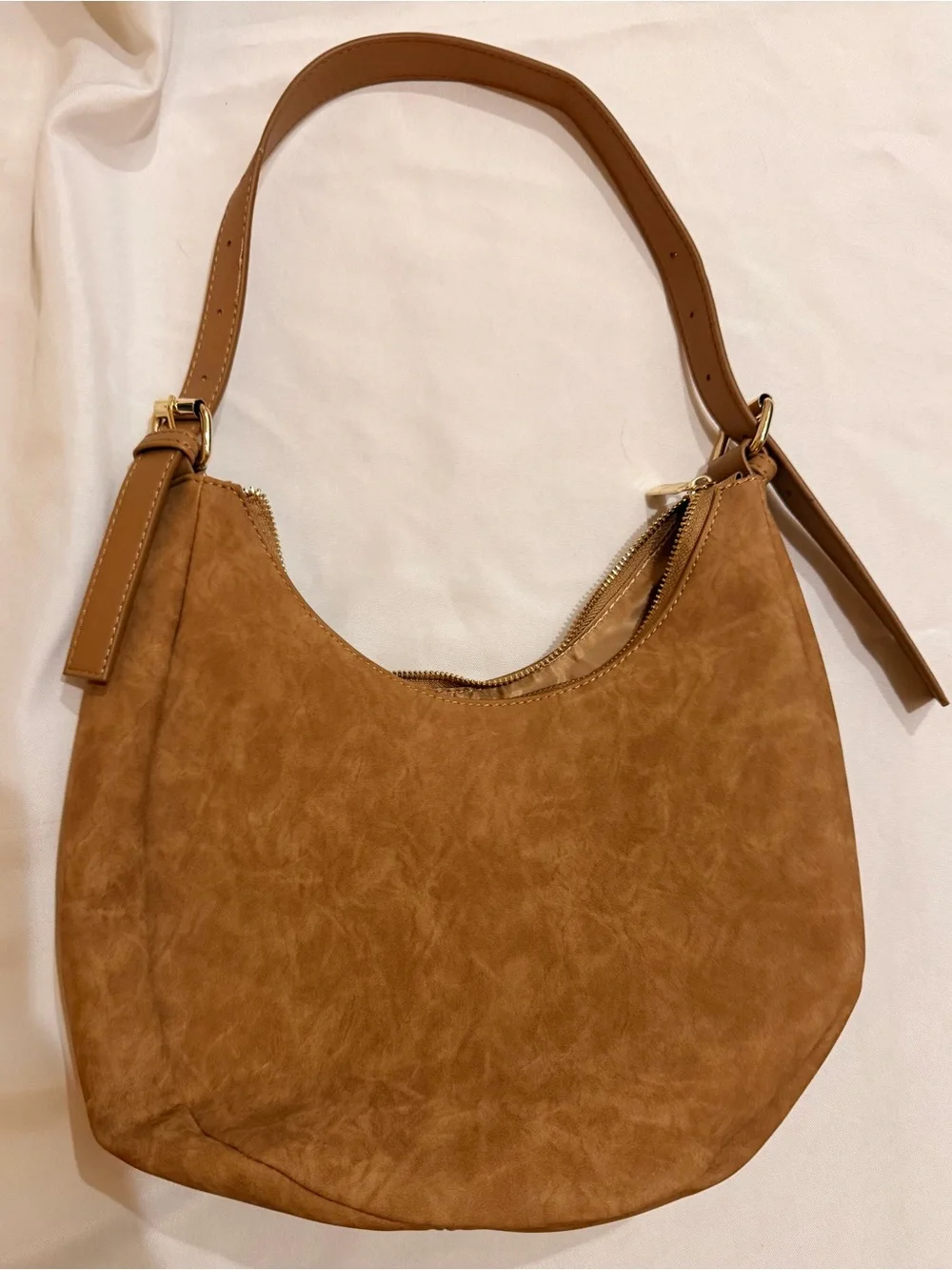 Fourth Studio Camel Faux Leather Shoulder Bag NWOT Adjustable Strap